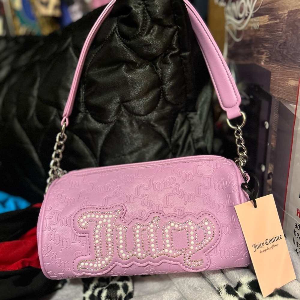 NWT Juicy Couture Pink Shoulder Bag With Rhinestones
